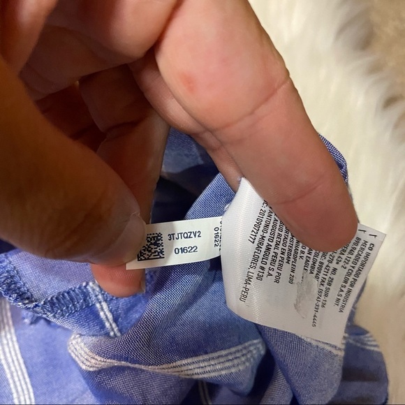 American Eagle: Striped Off The Shoulder Flowy Ruffle Slip Mini Dress Small - Picture 8 of 11